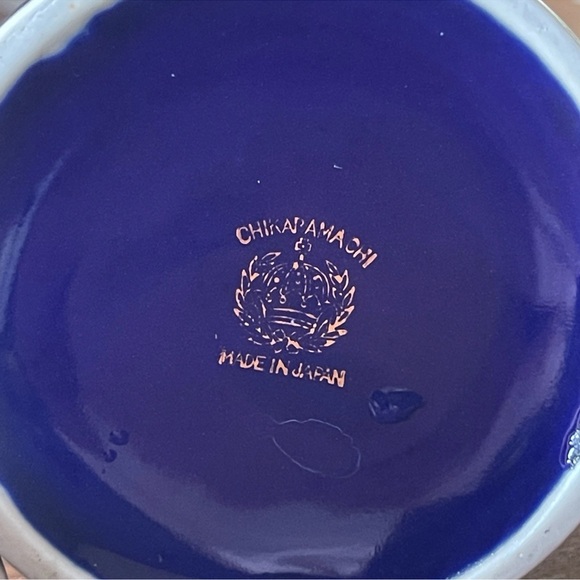 Chikaramachi Noritake Cobalt Blue Gold Bird Coffee Pot Cup Saucer Japan Vtg 40s - Picture 8 of 10